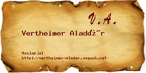 Vertheimer Aladár névjegykártya